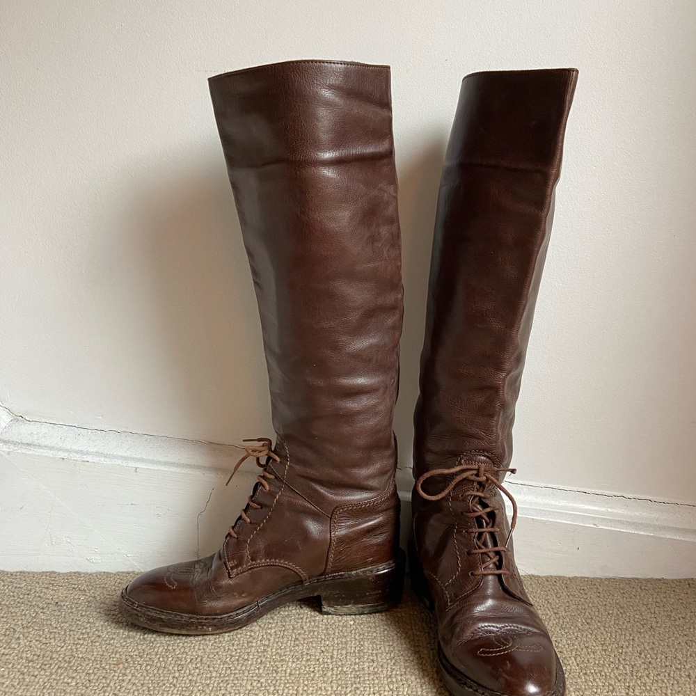 Chanel Leather Knee High Riding Boots - Picture 3 of 16